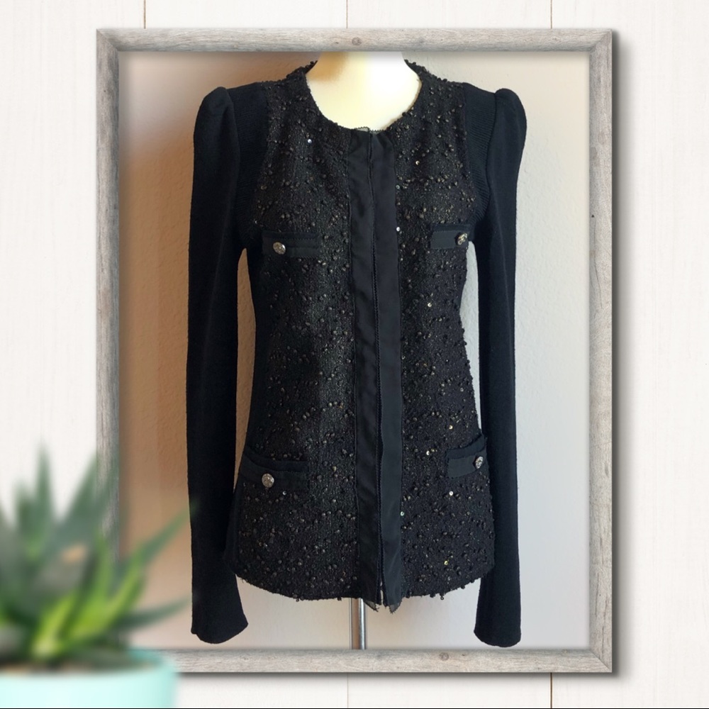 MM Couture Miss Me Black & Gold Wool Blazer Size M